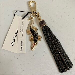 Brahmin Tassel Clip Hang Tag Croc Leather Nocturnal Black Melbourne
